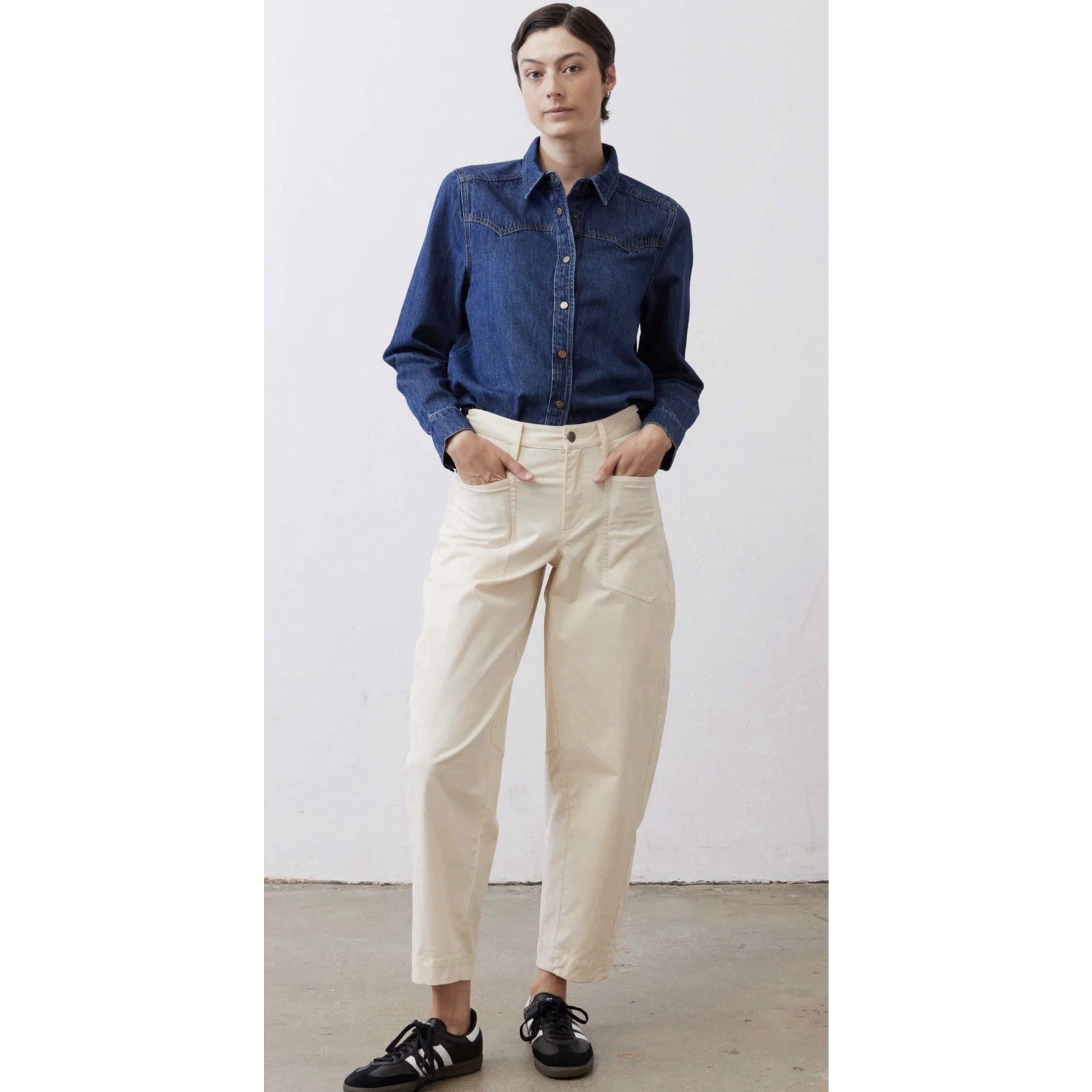 Nwt Ruti The Slouchy Soft Twill Pants 2 Barrel Trouser Pant Ecru Cream $259 — image 2 of 8